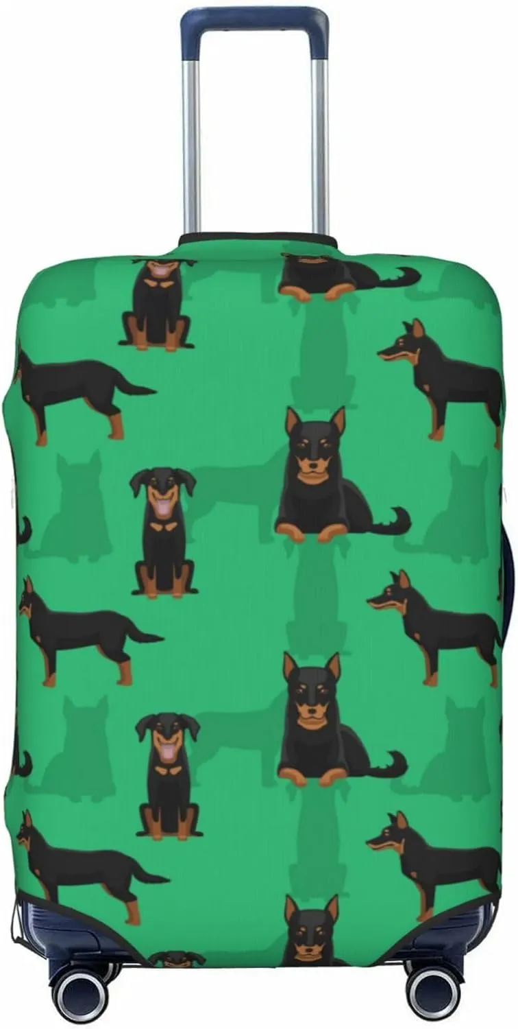 Travel Luggage Cover Suitcase Elastic Washable Stretch Beauceron Dogs Green Suitcase Protector Bag,Anti-Scratch Dust-Proof With Zipper Closure Baggage Covers For Wheeled Suitcase Kid Adult