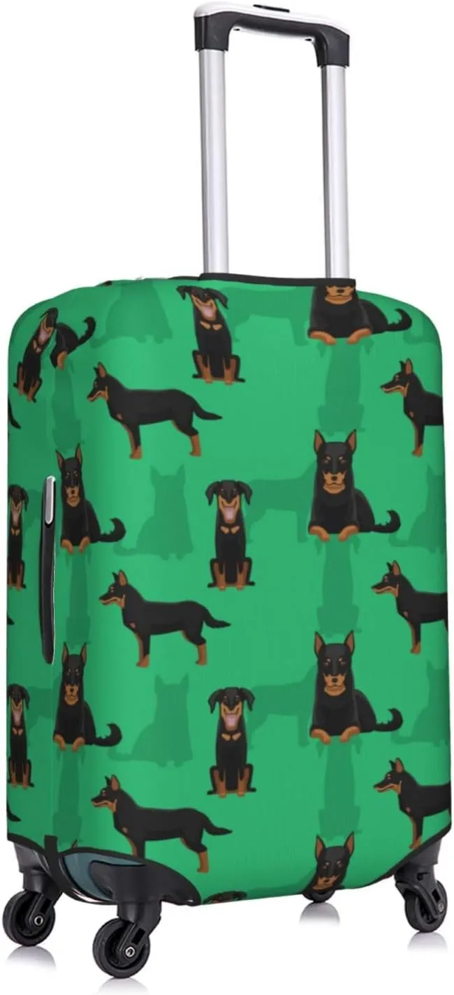 Travel Luggage Cover Suitcase Elastic Washable Stretch Beauceron Dogs Green Suitcase Protector Bag,Anti-Scratch Dust-Proof With Zipper Closure Baggage Covers For Wheeled Suitcase Kid Adult