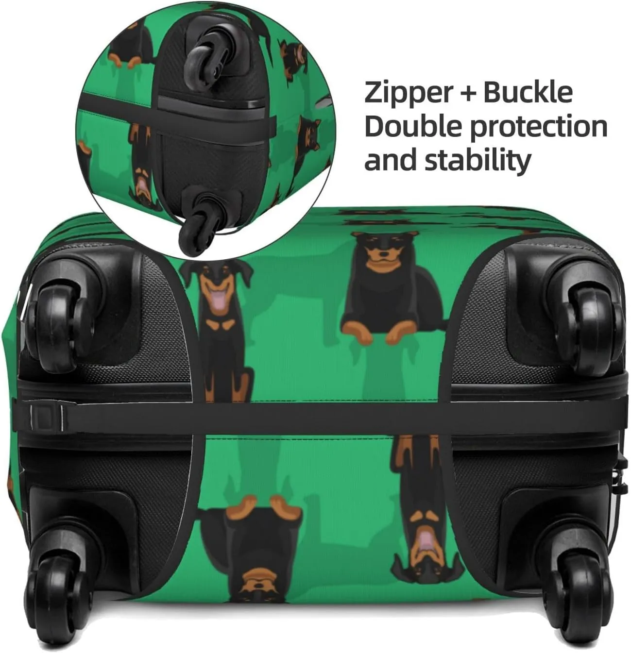 Travel Luggage Cover Suitcase Elastic Washable Stretch Beauceron Dogs Green Suitcase Protector Bag,Anti-Scratch Dust-Proof With Zipper Closure Baggage Covers For Wheeled Suitcase Kid Adult