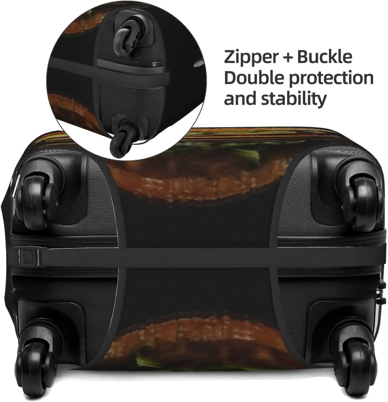 Travel Luggage Cover Suitcase Elastic Washable Stretch Burger With Beef And Cheese Suitcase Protector Bag,Anti-Scratch Spandex With Zipper Closure Baggage Covers,Medium