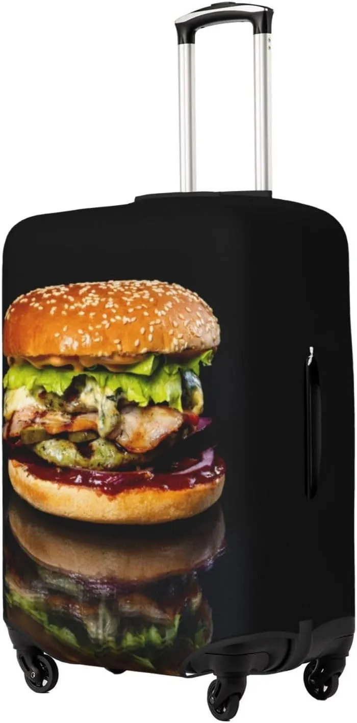 Travel Luggage Cover Suitcase Elastic Washable Stretch Burger With Beef And Cheese Suitcase Protector Bag,Anti-Scratch Spandex With Zipper Closure Baggage Covers,Medium