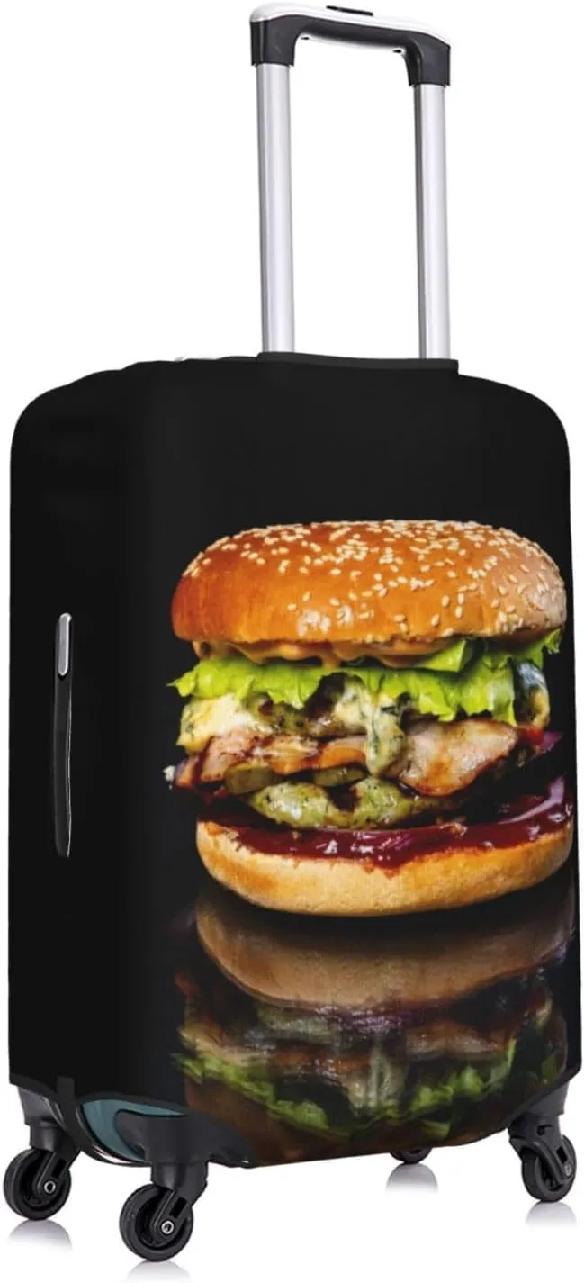 Travel Luggage Cover Suitcase Elastic Washable Stretch Burger With Beef And Cheese Suitcase Protector Bag,Anti-Scratch Spandex With Zipper Closure Baggage Covers,Medium