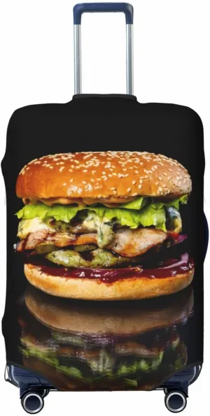 Travel Luggage Cover Suitcase Elastic Washable Stretch Burger With Beef And Cheese Suitcase Protector Bag,Anti-Scratch Spandex With Zipper Closure Baggage Covers,Medium
