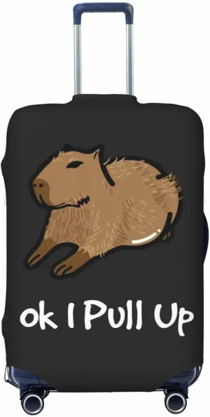 Travel Luggage Cover Suitcase Elastic Washable Stretch Capybara Ok I Pull Up Suitcase Protector Bag,Anti-Scratch Spandex With Zipper Closure Baggage Covers For Wheeled Suitcase Kid Adult