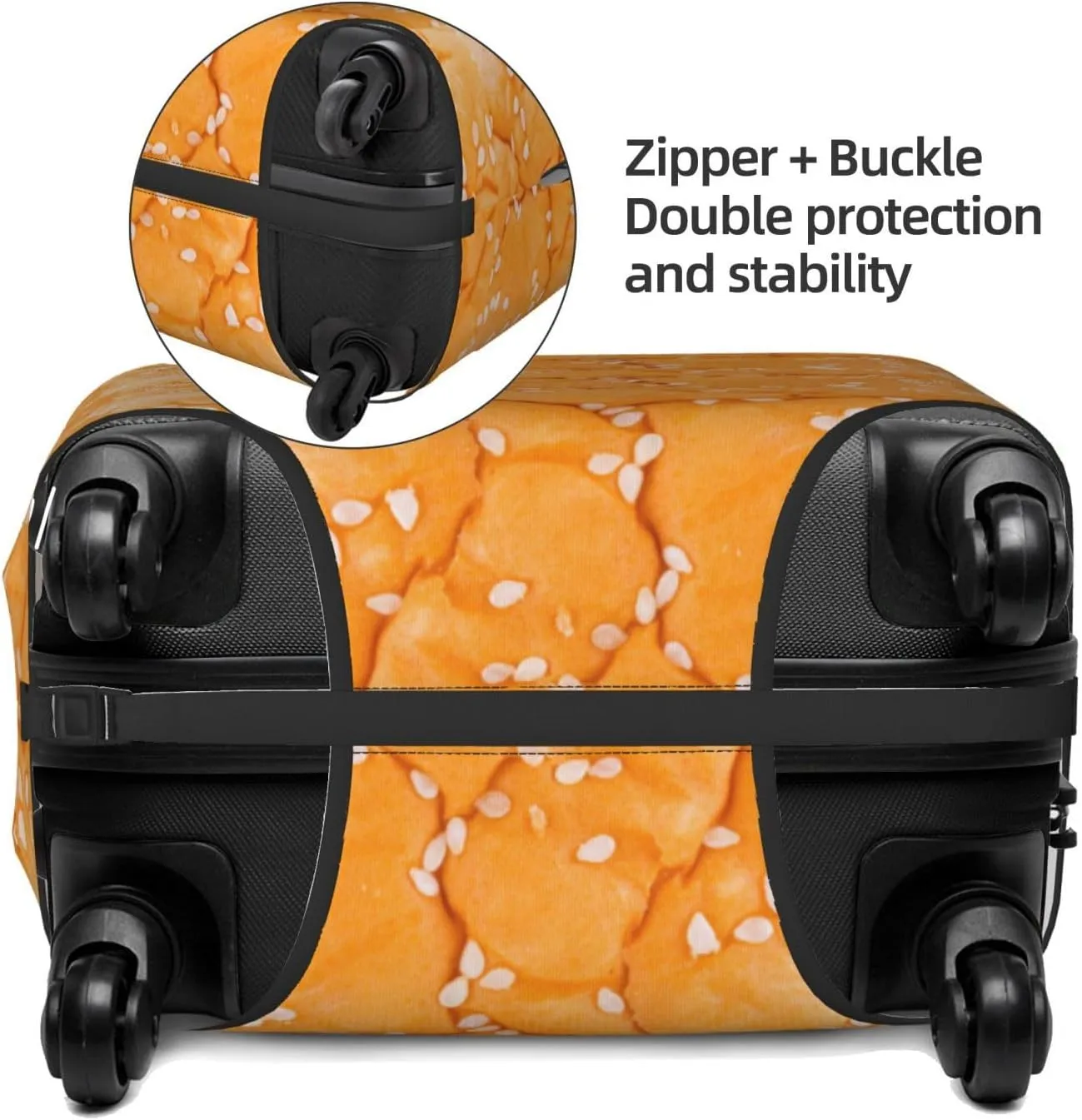 Travel Luggage Cover Suitcase Elastic Washable Stretch Chicken Hamburger Texture Suitcase Protector Bag,Anti-Scratch Spandex Double-Sided Baggage Covers,Medium