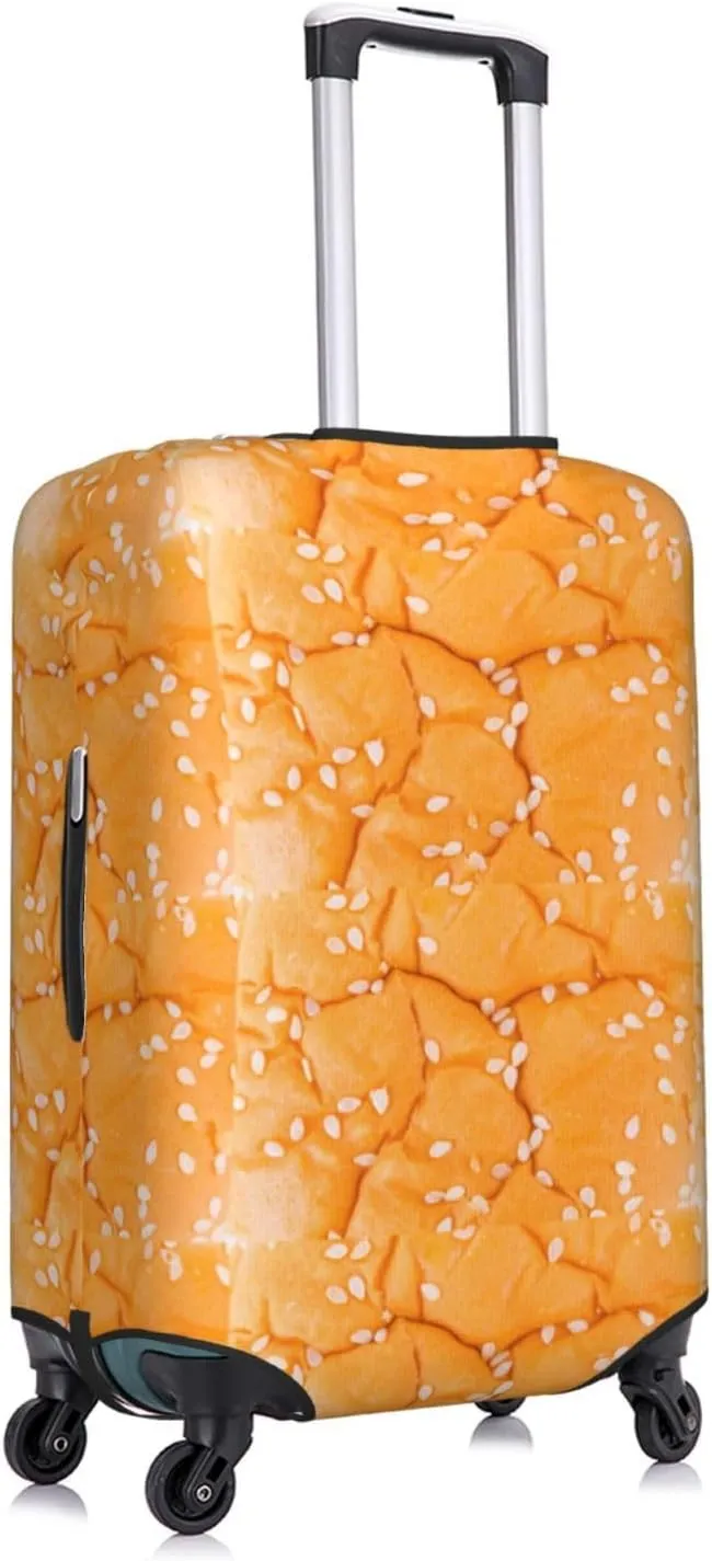 Travel Luggage Cover Suitcase Elastic Washable Stretch Chicken Hamburger Texture Suitcase Protector Bag,Anti-Scratch Spandex Double-Sided Baggage Covers,Medium