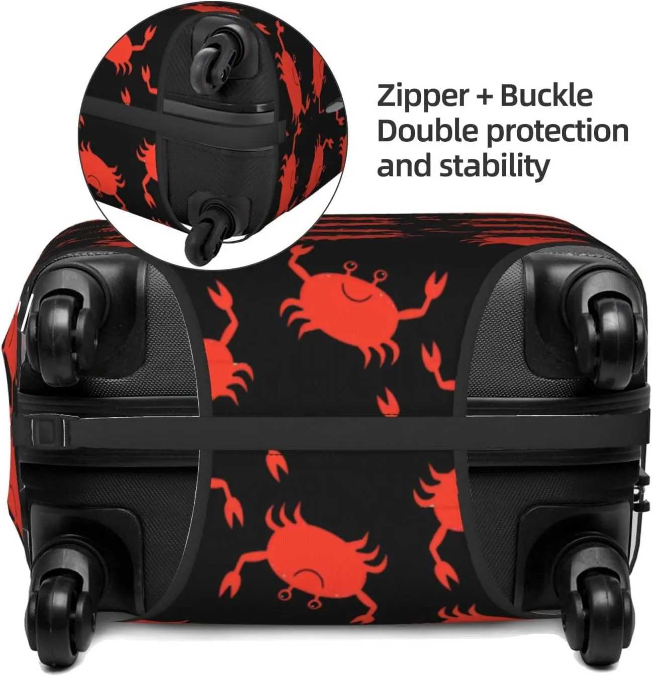 Travel Luggage Cover Suitcase Elastic Washable Stretch Cute Crab Suitcase Protector Bag,Anti-Scratch Spandex Double-Sided Baggage Covers For Wheeled Suitcase Kid Adult