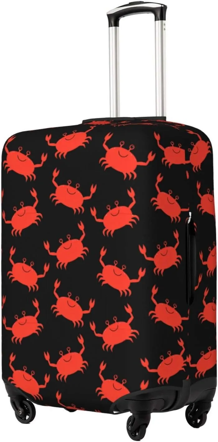 Travel Luggage Cover Suitcase Elastic Washable Stretch Cute Crab Suitcase Protector Bag,Anti-Scratch Spandex Double-Sided Baggage Covers For Wheeled Suitcase Kid Adult