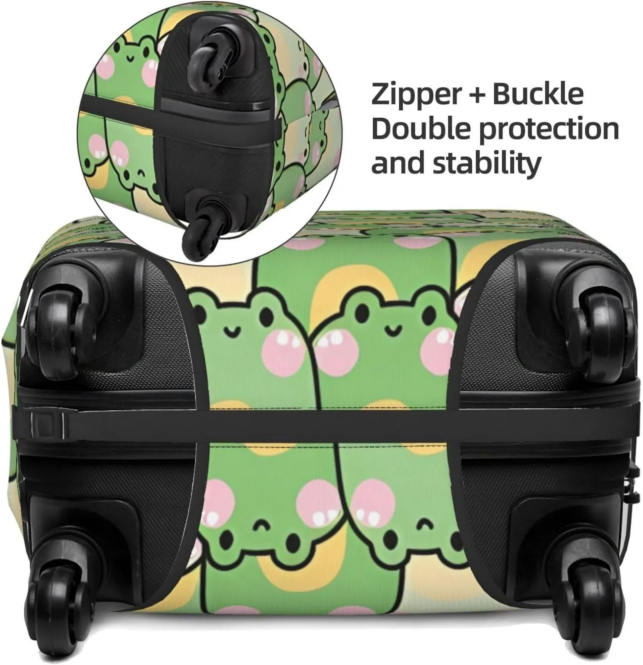 Travel Luggage Cover Suitcase Elastic Washable Stretch Cute Frog Cartoon Suitcase Protector Bag,Anti-Scratch Spandex Double-Sided Baggage Covers For Wheeled Suitcase Kid Adult