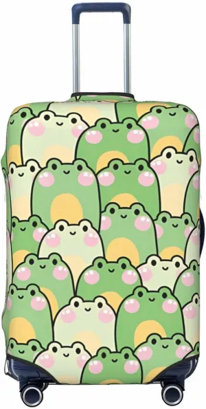 Travel Luggage Cover Suitcase Elastic Washable Stretch Cute Frog Cartoon Suitcase Protector Bag,Anti-Scratch Spandex Double-Sided Baggage Covers For Wheeled Suitcase Kid Adult