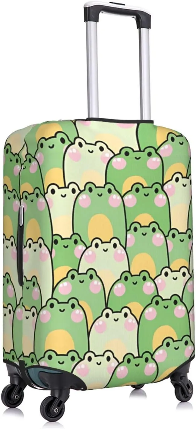 Travel Luggage Cover Suitcase Elastic Washable Stretch Cute Frog Cartoon Suitcase Protector Bag,Anti-Scratch Spandex Double-Sided Baggage Covers For Wheeled Suitcase Kid Adult