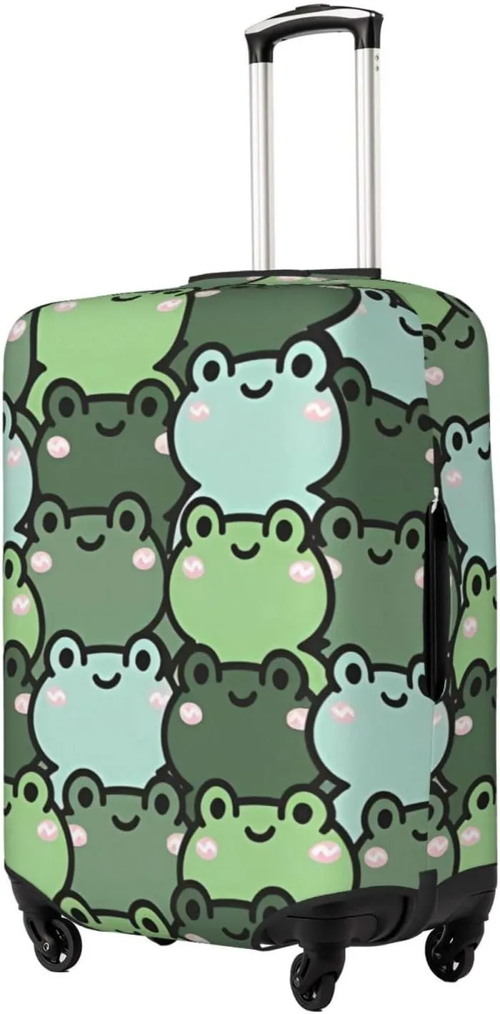 Travel Luggage Cover Suitcase Elastic Washable Stretch Cute Frogs Head Cartoon Suitcase Protector Bag,Anti-Scratch Spandex Double-Sided Baggage Covers For Wheeled Suitcase Kid Adult