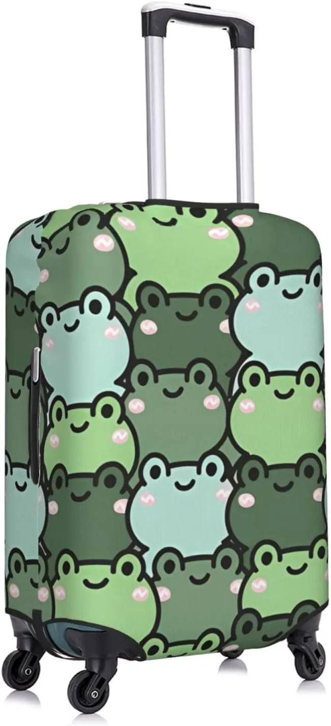 Travel Luggage Cover Suitcase Elastic Washable Stretch Cute Frogs Head Cartoon Suitcase Protector Bag,Anti-Scratch Spandex Double-Sided Baggage Covers For Wheeled Suitcase Kid Adult