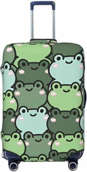 Travel Luggage Cover Suitcase Elastic Washable Stretch Cute Frogs Head Cartoon Suitcase Protector Bag,Anti-Scratch Spandex Double-Sided Baggage Covers For Wheeled Suitcase Kid Adult