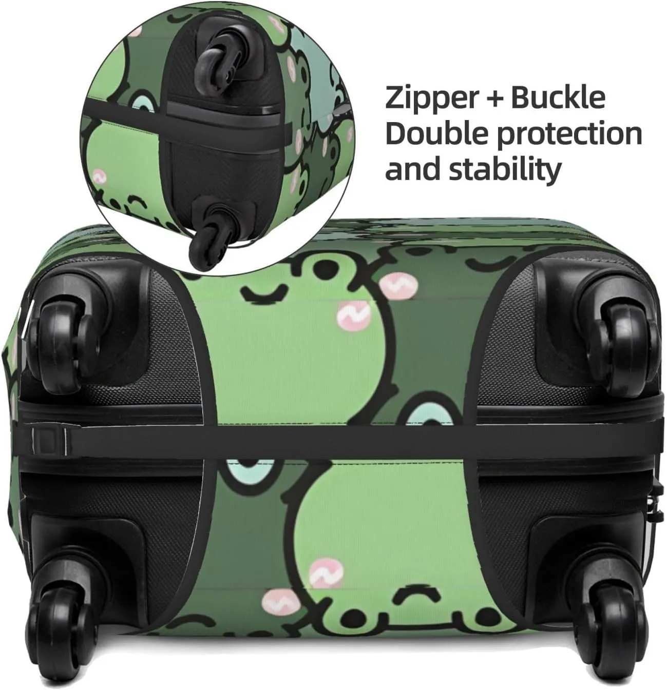 Travel Luggage Cover Suitcase Elastic Washable Stretch Cute Frogs Head Cartoon Suitcase Protector Bag,Anti-Scratch Spandex Double-Sided Baggage Covers For Wheeled Suitcase Kid Adult