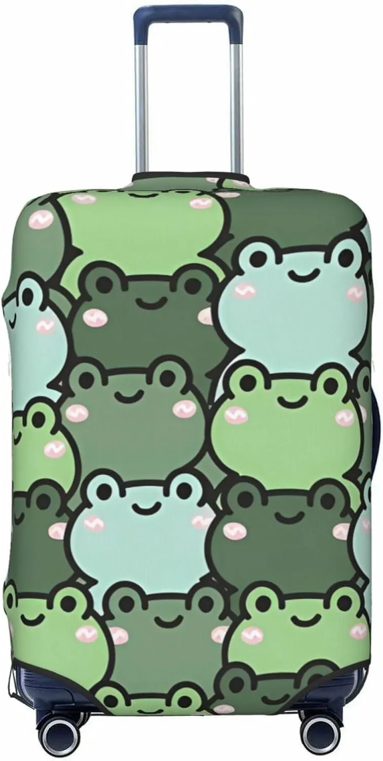 Travel Luggage Cover Suitcase Elastic Washable Stretch Cute Frogs Head Cartoon Suitcase Protector Bag,Anti-Scratch Spandex Double-Sided Baggage Covers For Wheeled Suitcase Kid Adult