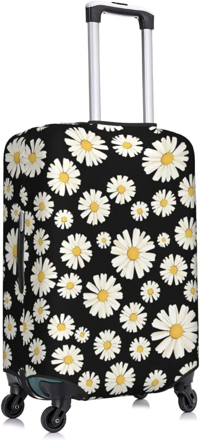 Travel Luggage Cover Suitcase Elastic Washable Stretch Daisy Floral Suitcase Protector Bag,Anti-Scratch Dust-Proof Double-Sided Baggage Covers For Wheeled Suitcase Kid Adult