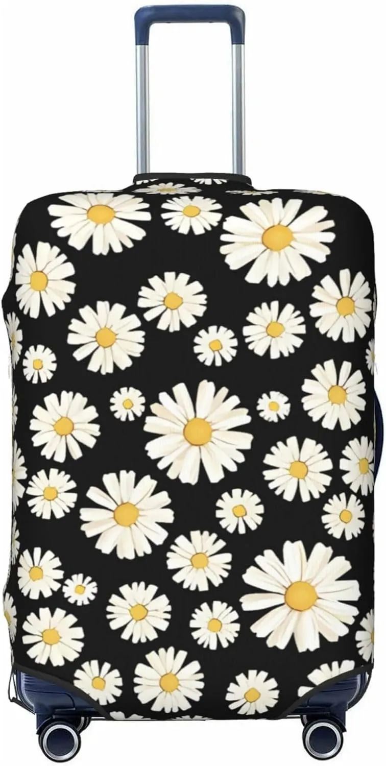 Travel Luggage Cover Suitcase Elastic Washable Stretch Daisy Floral Suitcase Protector Bag,Anti-Scratch Dust-Proof Double-Sided Baggage Covers For Wheeled Suitcase Kid Adult