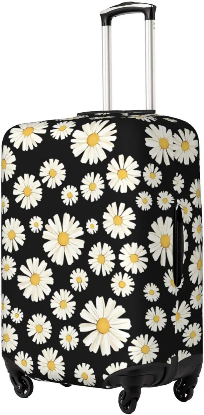 Travel Luggage Cover Suitcase Elastic Washable Stretch Daisy Floral Suitcase Protector Bag,Anti-Scratch Dust-Proof Double-Sided Baggage Covers For Wheeled Suitcase Kid Adult