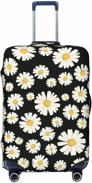 Travel Luggage Cover Suitcase Elastic Washable Stretch Daisy Floral Suitcase Protector Bag,Anti-Scratch Dust-Proof Double-Sided Baggage Covers For Wheeled Suitcase Kid Adult