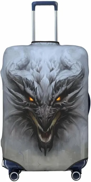 Travel Luggage Cover Suitcase Elastic Washable Stretch Dragon Head Suitcase Protector Bag,Anti-Scratch Spandex With Zipper Closure Baggage Covers For Wheeled Suitcase Kid Adult