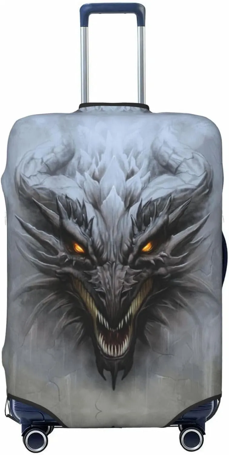 Travel Luggage Cover Suitcase Elastic Washable Stretch Dragon Head Suitcase Protector Bag,Anti-Scratch Spandex With Zipper Closure Baggage Covers For Wheeled Suitcase Kid Adult