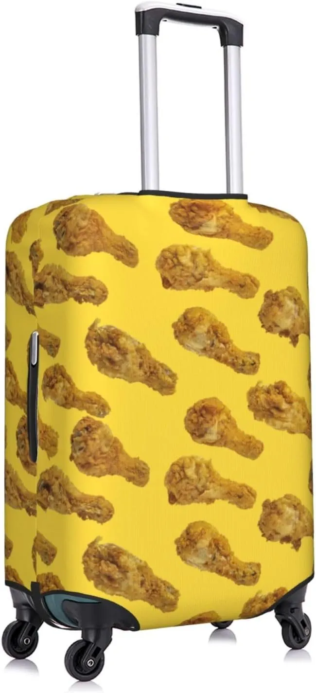 Travel Luggage Cover Suitcase Elastic Washable Stretch Funny Fried Chicken Legs Suitcase Protector Bag,Anti-Scratch Dust-Proof Double-Sided Baggage Covers For Wheeled Suitcase Kid Adult