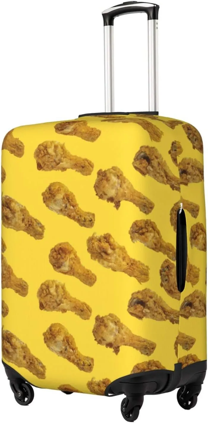 Travel Luggage Cover Suitcase Elastic Washable Stretch Funny Fried Chicken Legs Suitcase Protector Bag,Anti-Scratch Dust-Proof Double-Sided Baggage Covers For Wheeled Suitcase Kid Adult
