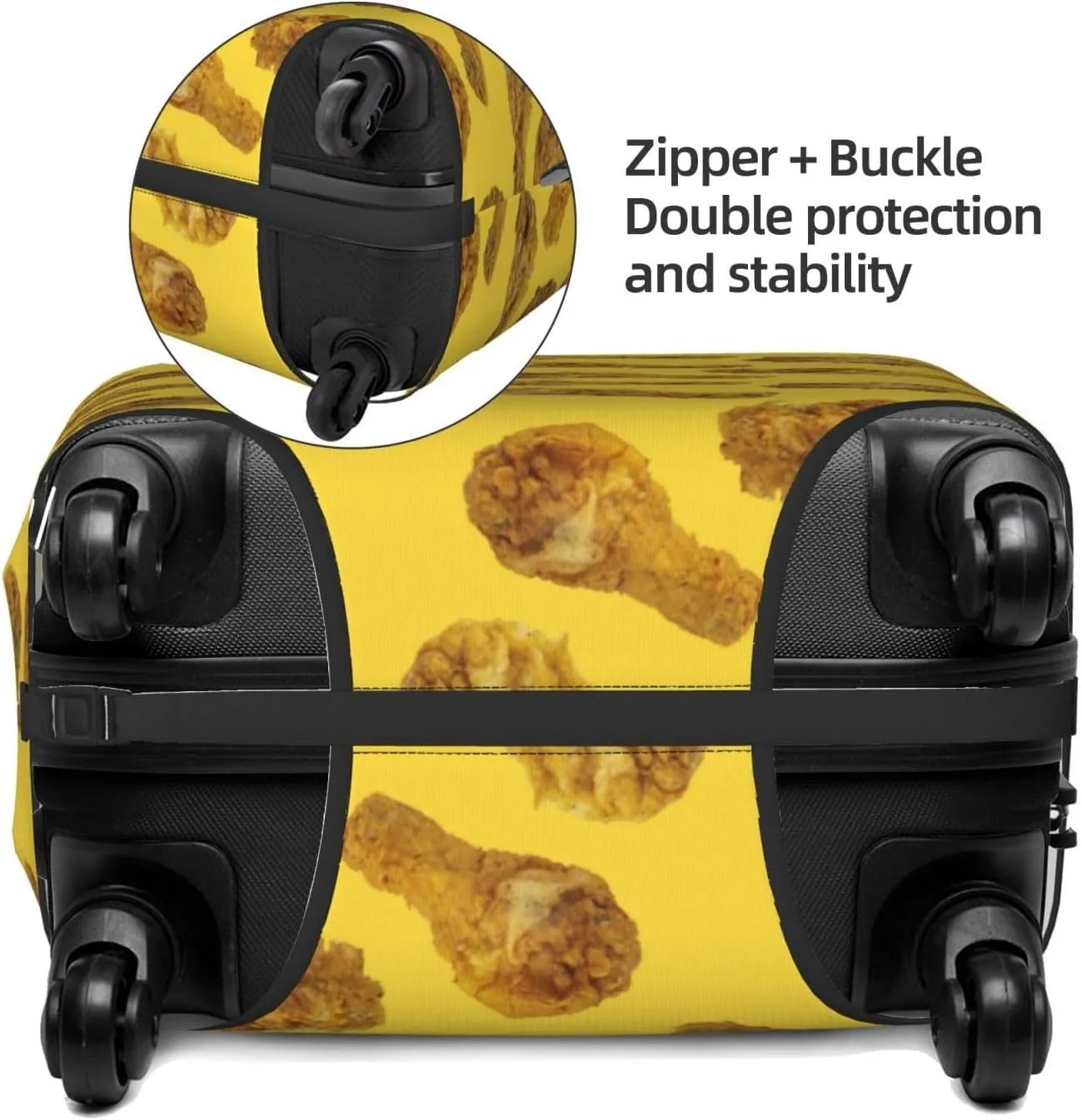 Travel Luggage Cover Suitcase Elastic Washable Stretch Funny Fried Chicken Legs Suitcase Protector Bag,Anti-Scratch Dust-Proof Double-Sided Baggage Covers For Wheeled Suitcase Kid Adult