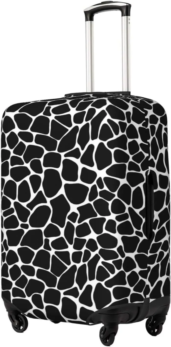 Travel Luggage Cover Suitcase Elastic Washable Stretch Giraffe Skin Black White Geometric 2 Suitcase Protector Bag,Anti-Scratch Spandex Double-Sided Baggage Covers,X-Large