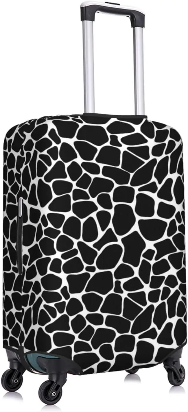 Travel Luggage Cover Suitcase Elastic Washable Stretch Giraffe Skin Black White Geometric 2 Suitcase Protector Bag,Anti-Scratch Spandex Double-Sided Baggage Covers,X-Large