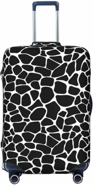Travel Luggage Cover Suitcase Elastic Washable Stretch Giraffe Skin Black White Geometric 2 Suitcase Protector Bag,Anti-Scratch Spandex Double-Sided Baggage Covers,X-Large