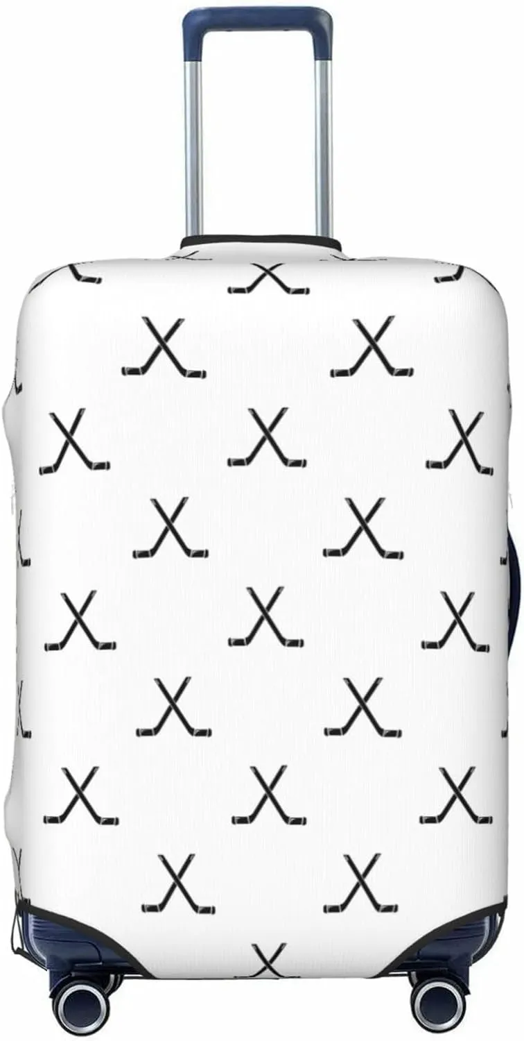 Travel Luggage Cover Suitcase Elastic Washable Stretch Hockey Sticks Print Suitcase Protector Bag,Anti-Scratch Spandex Double-Sided Baggage Covers For Wheeled Suitcase Kid Adult