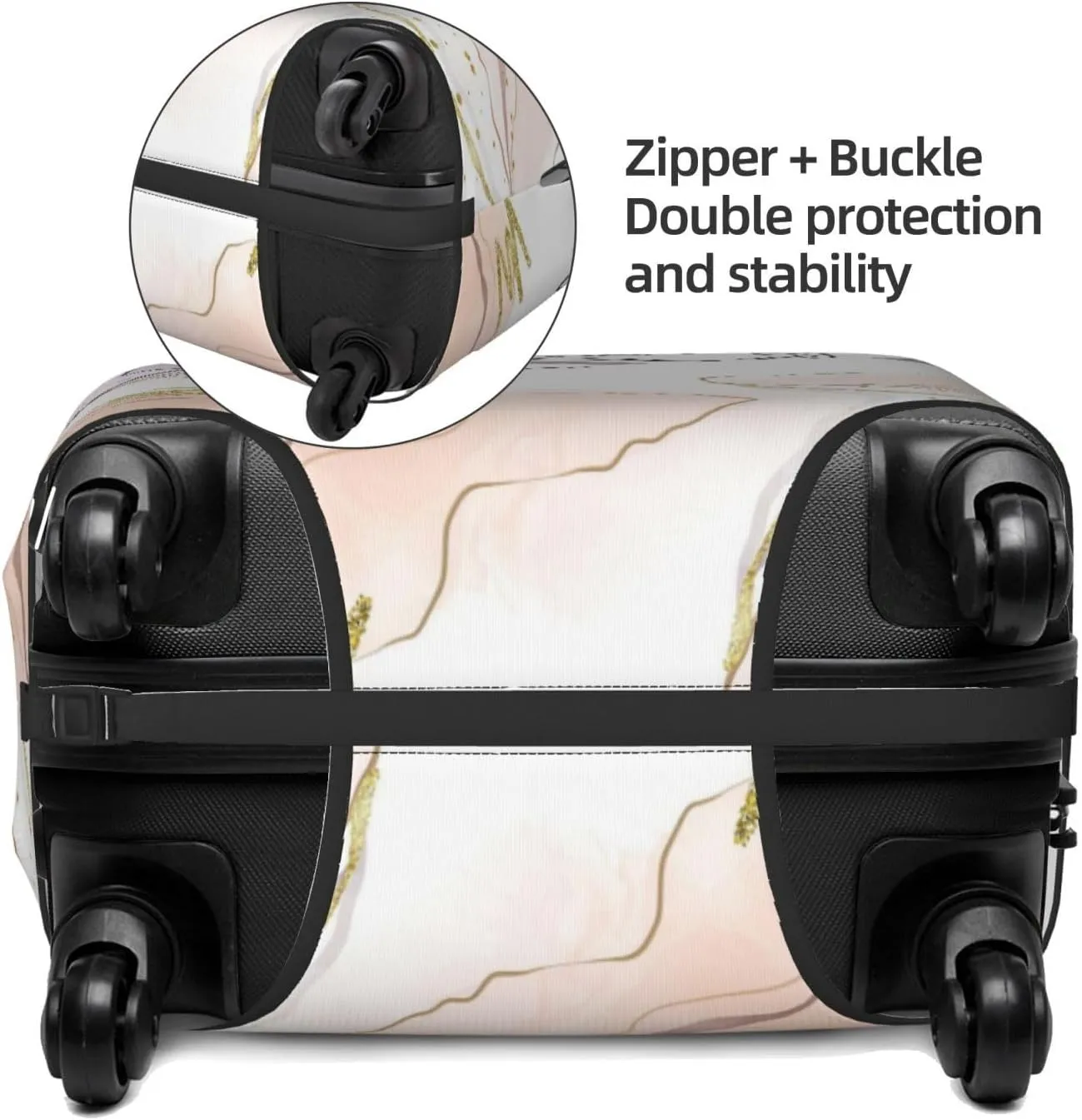 Travel Luggage Cover Suitcase Elastic Washable Stretch Marble Pink Eucalyptus Leaf Suitcase Protector Bag,Anti-Scratch Dust-Proof Double-Sided Baggage Covers For Wheeled Suitcase Kid Adult