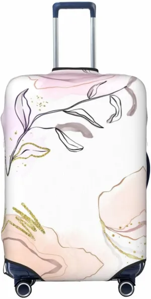 Travel Luggage Cover Suitcase Elastic Washable Stretch Marble Pink Eucalyptus Leaf Suitcase Protector Bag,Anti-Scratch Dust-Proof Double-Sided Baggage Covers For Wheeled Suitcase Kid Adult