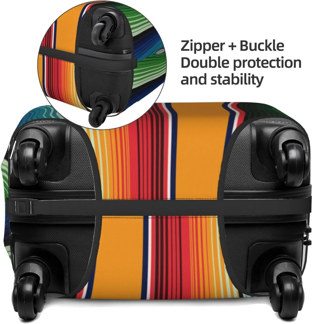 Travel Luggage Cover Suitcase Elastic Washable Stretch Mexican Serape Stripes Suitcase Protector Bag,Anti-Scratch Dust-Proof Double-Sided Baggage Covers For Wheeled Suitcase Kid Adult