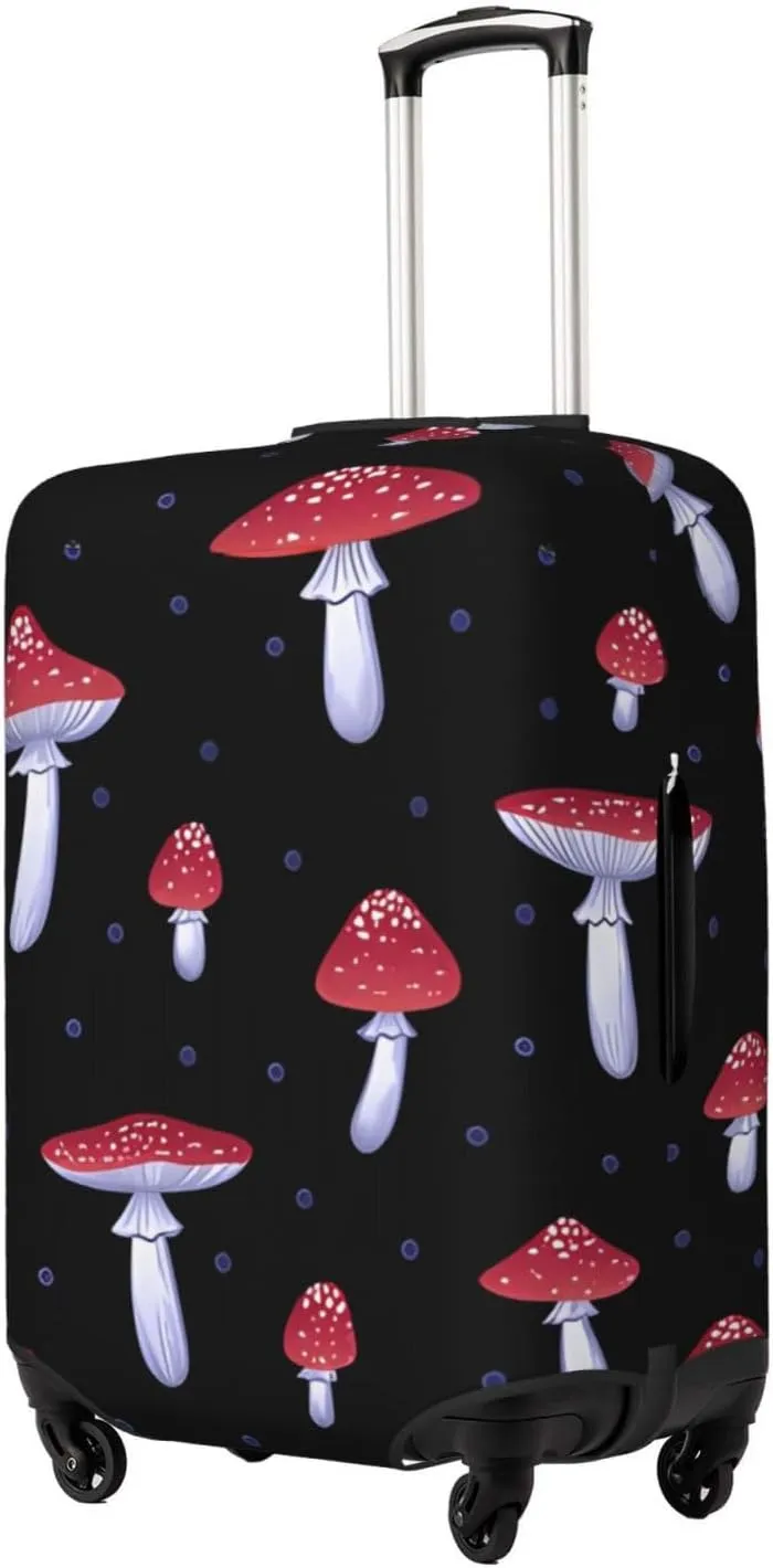 Travel Luggage Cover Suitcase Elastic Washable Stretch Red Mushrooms Spotted Suitcase Protector Bag,Anti-Scratch Spandex Double-Sided Baggage Covers For Wheeled Suitcase Kid Adult