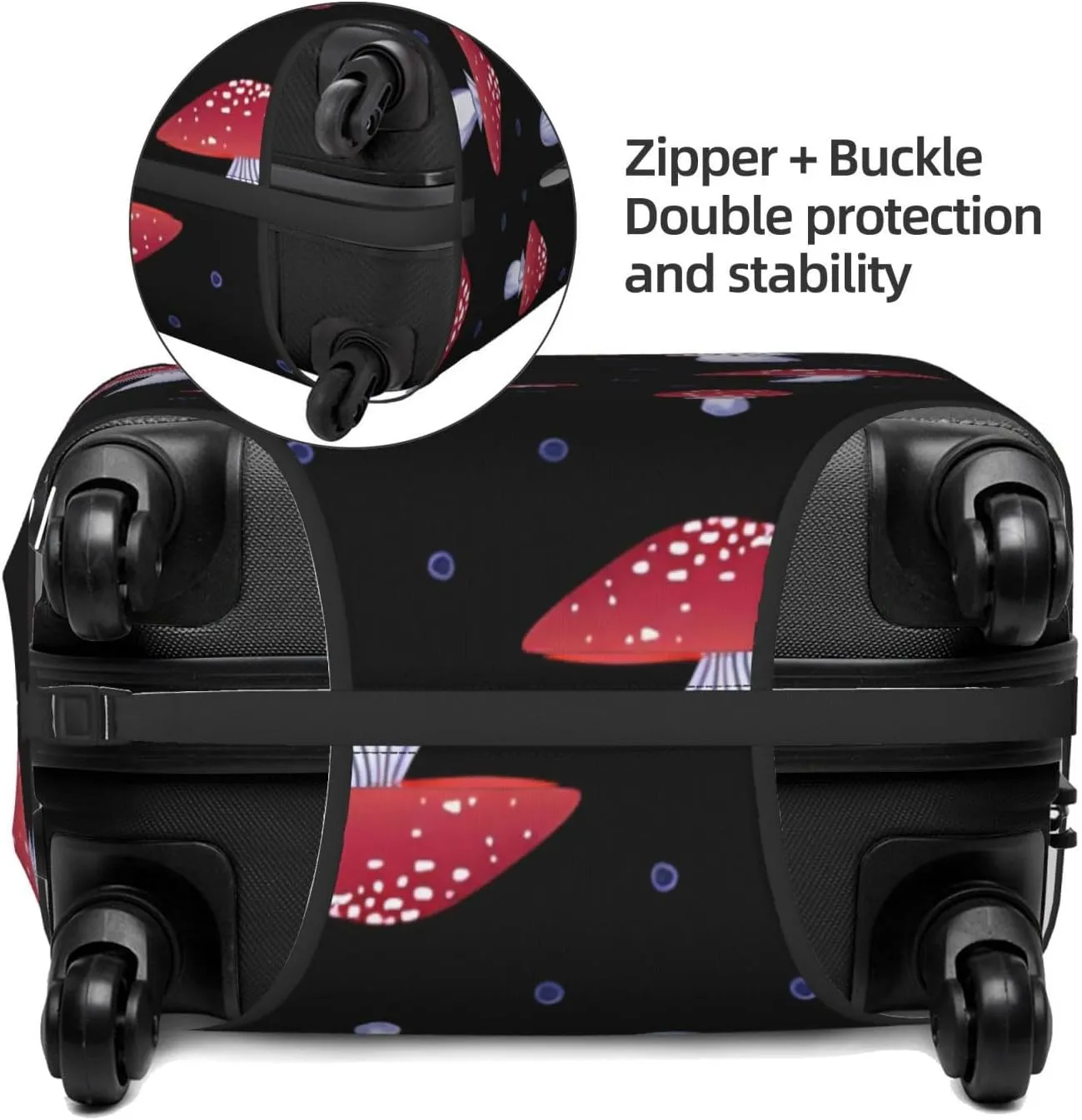 Travel Luggage Cover Suitcase Elastic Washable Stretch Red Mushrooms Spotted Suitcase Protector Bag,Anti-Scratch Spandex Double-Sided Baggage Covers For Wheeled Suitcase Kid Adult