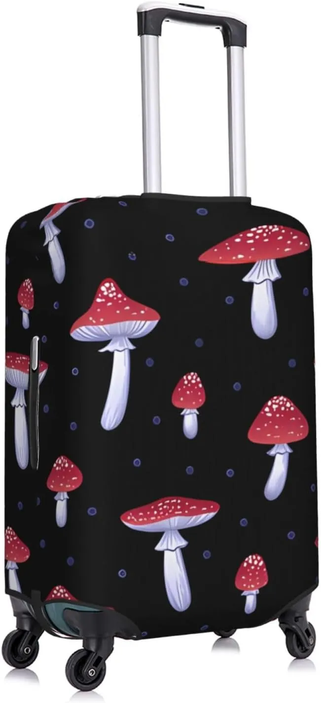 Travel Luggage Cover Suitcase Elastic Washable Stretch Red Mushrooms Spotted Suitcase Protector Bag,Anti-Scratch Spandex Double-Sided Baggage Covers For Wheeled Suitcase Kid Adult