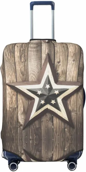 Travel Luggage Cover Suitcase Elastic Washable Stretch Retro Rustic Wood Texas Star Print Suitcase Protector Bag,Anti-Scratch Dust-Proof Double-Sided Baggage Covers For Wheeled Suitcase Kid Adult