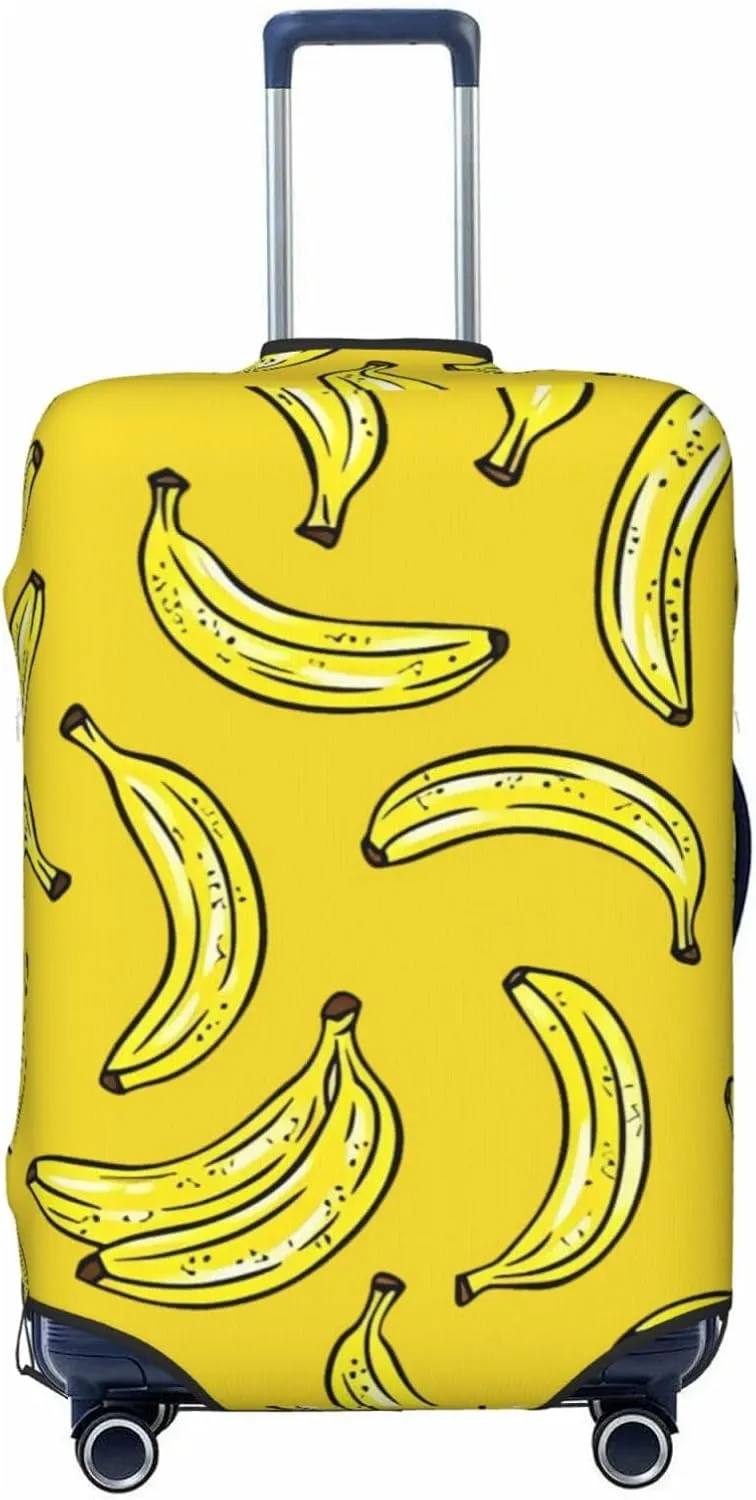 Travel Luggage Cover Suitcase Elastic Washable Stretch Tropical Fruit Banana Yellow Suitcase Protector Bag,Anti-Scratch Dust-Proof Double-Sided Baggage Covers For Wheeled Suitcase Kid Adult