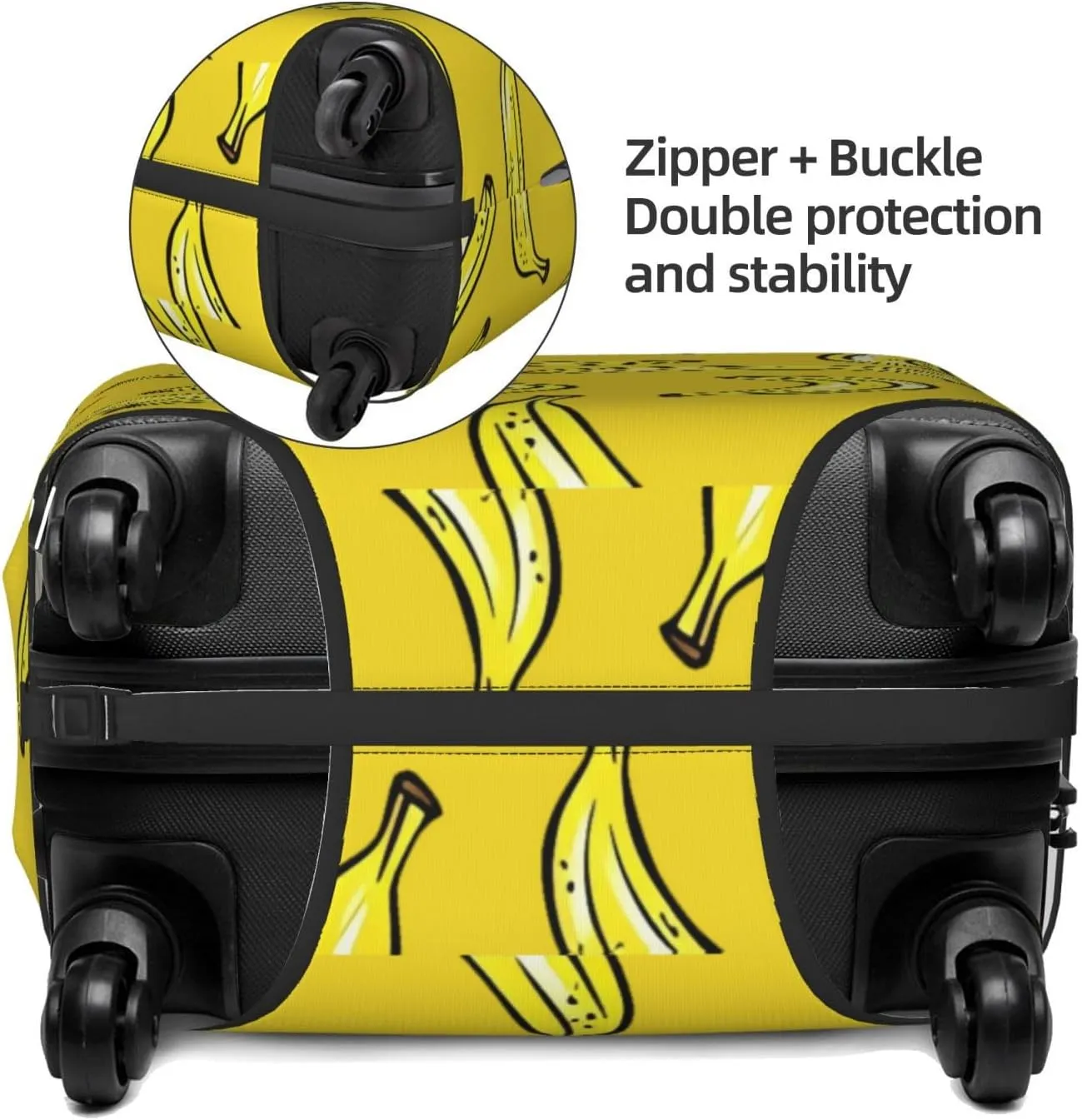 Travel Luggage Cover Suitcase Elastic Washable Stretch Tropical Fruit Banana Yellow Suitcase Protector Bag,Anti-Scratch Dust-Proof Double-Sided Baggage Covers For Wheeled Suitcase Kid Adult