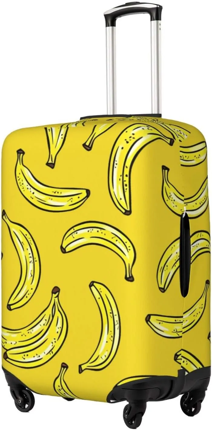 Travel Luggage Cover Suitcase Elastic Washable Stretch Tropical Fruit Banana Yellow Suitcase Protector Bag,Anti-Scratch Dust-Proof Double-Sided Baggage Covers For Wheeled Suitcase Kid Adult