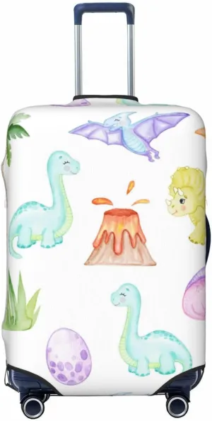 Travel Luggage Cover Suitcase Elastic Washable Stretch Watercolor Dinosaur Cute Suitcase Protector Bag,Anti-Scratch Spandex Double-Sided Baggage Covers For Wheeled Suitcase Kid Adult,Large