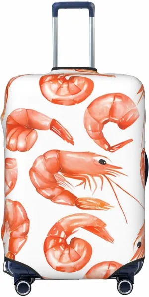 Travel Luggage Cover Suitcase Elastic Washable Stretch Watercolor Shrimps Suitcase Protector Bag,Anti-Scratch Dust-Proof With Zipper Closure Baggage Covers For Wheeled Suitcase Kid Adult