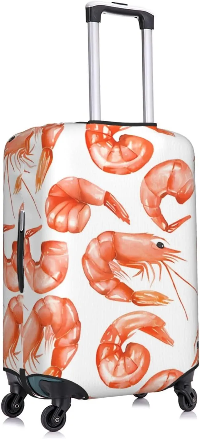 Travel Luggage Cover Suitcase Elastic Washable Stretch Watercolor Shrimps Suitcase Protector Bag,Anti-Scratch Dust-Proof With Zipper Closure Baggage Covers For Wheeled Suitcase Kid Adult