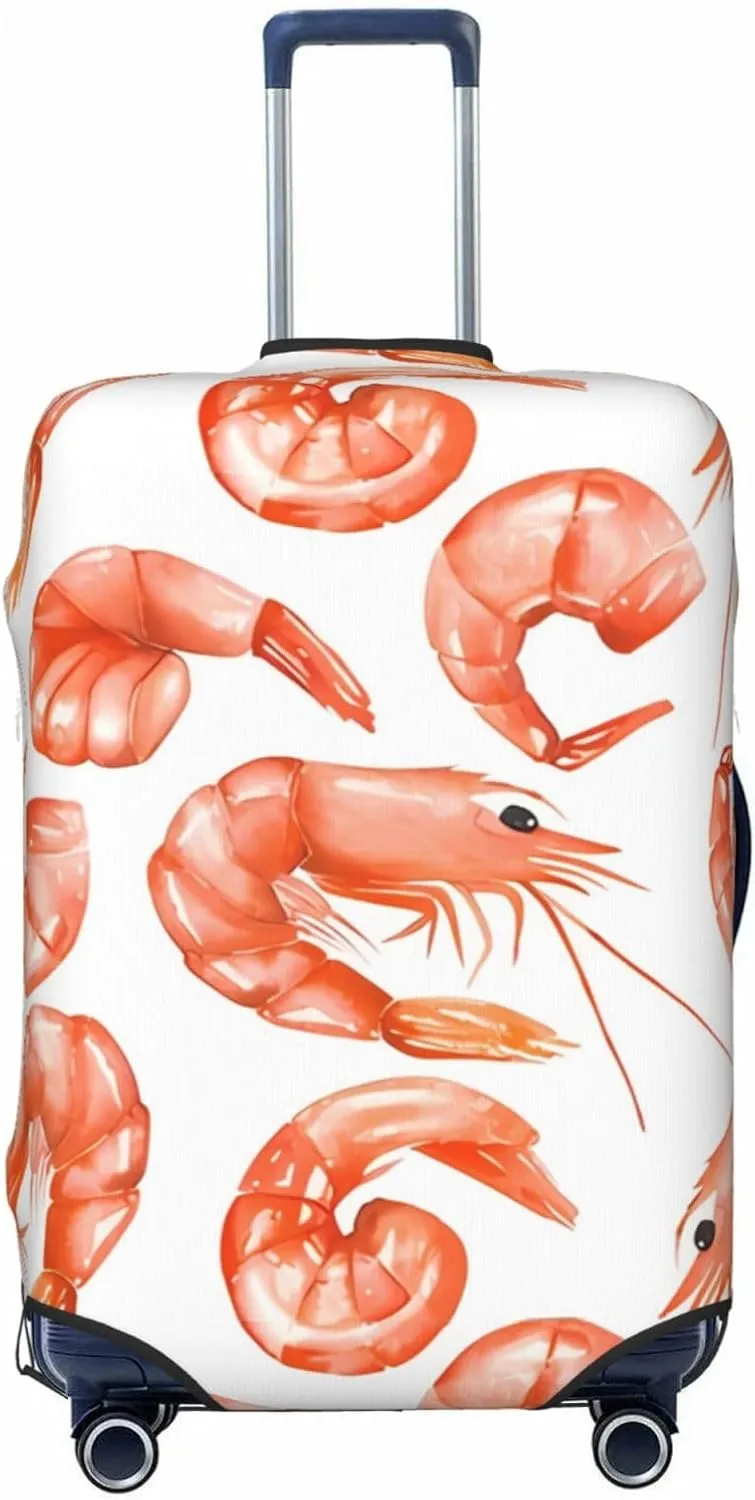 Travel Luggage Cover Suitcase Elastic Washable Stretch Watercolor Shrimps Suitcase Protector Bag,Anti-Scratch Dust-Proof With Zipper Closure Baggage Covers For Wheeled Suitcase Kid Adult