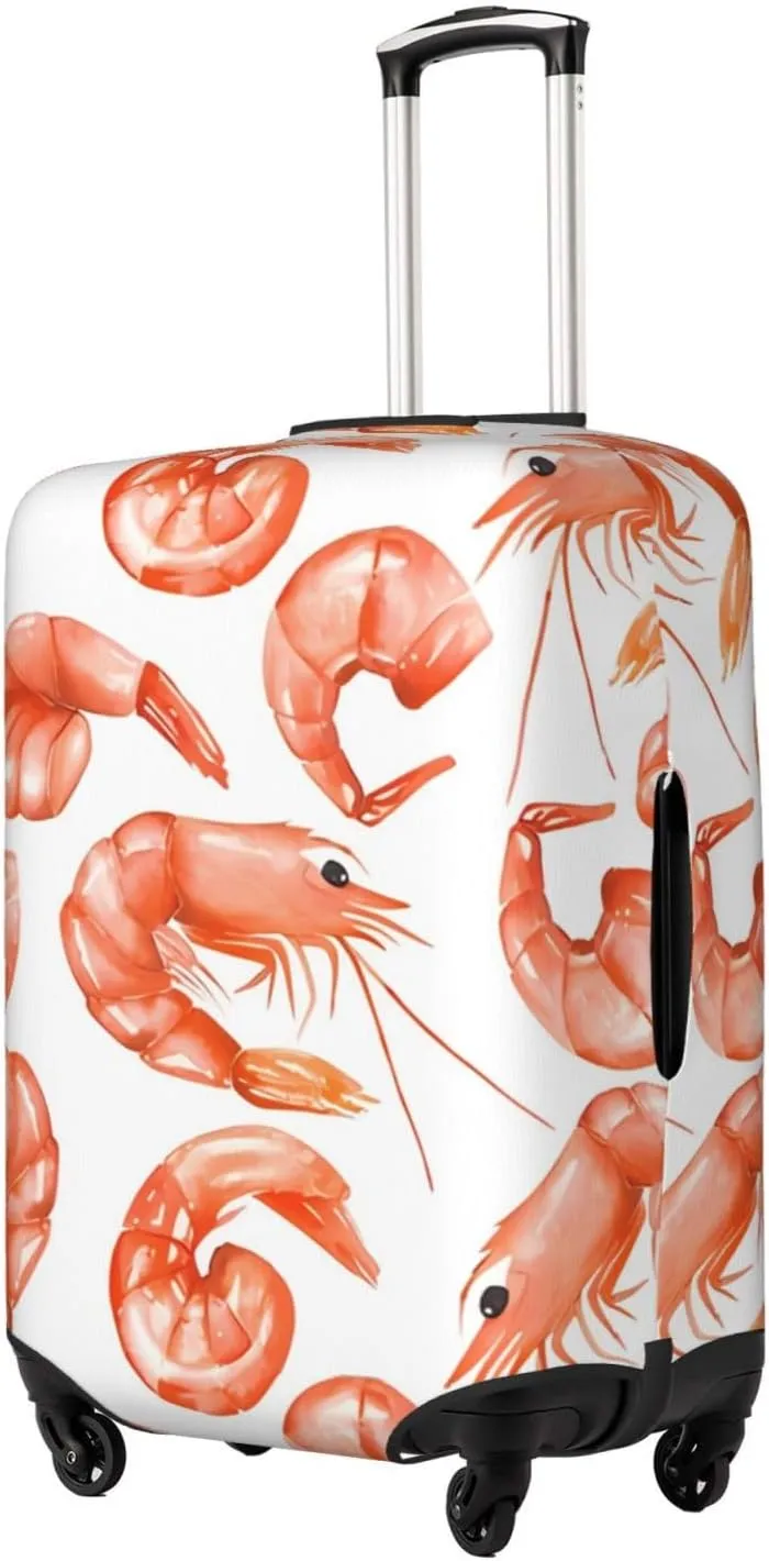 Travel Luggage Cover Suitcase Elastic Washable Stretch Watercolor Shrimps Suitcase Protector Bag,Anti-Scratch Dust-Proof With Zipper Closure Baggage Covers For Wheeled Suitcase Kid Adult