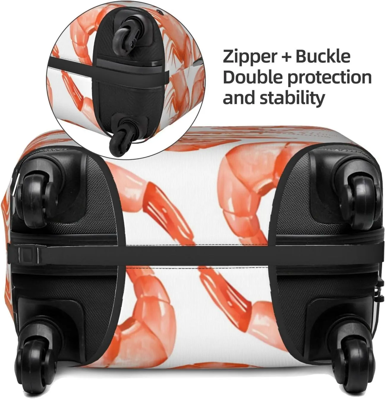 Travel Luggage Cover Suitcase Elastic Washable Stretch Watercolor Shrimps Suitcase Protector Bag,Anti-Scratch Dust-Proof With Zipper Closure Baggage Covers For Wheeled Suitcase Kid Adult