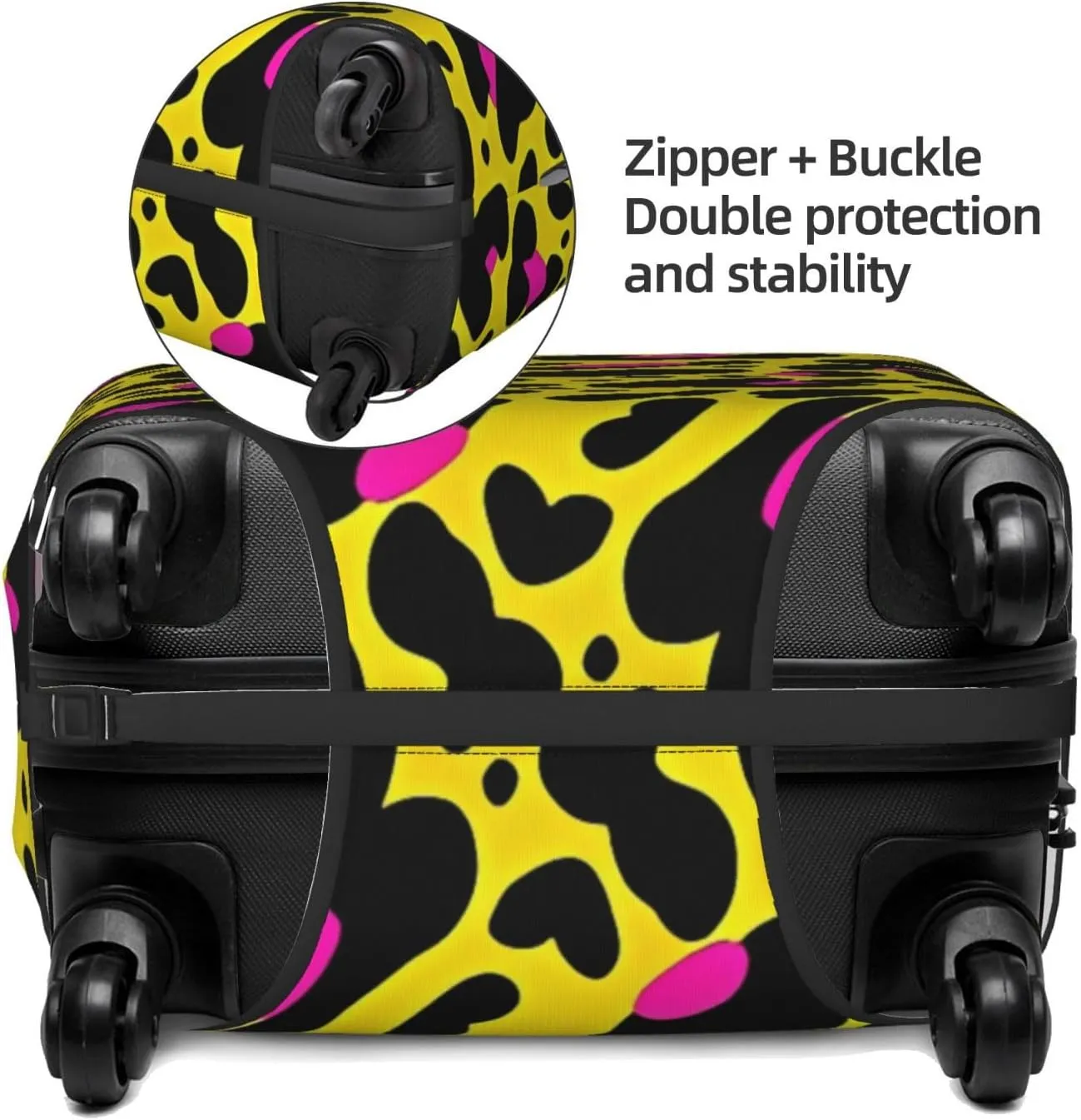 Travel Luggage Cover Suitcase Elastic Washable Stretch Yellow Leopard Print 2 Suitcase Protector Bag,Anti-Scratch Spandex With Zipper Closure Baggage Covers For Wheeled Suitcase Kid Adult